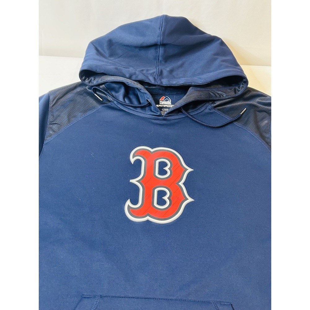 Boston Red Sox Hoodie Majestic Therma Base Blue Mens Large MLB Baseball Pullover